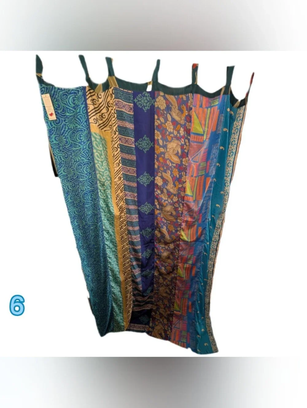Set Of 6 Beautiful Upcycled Sari FabricCurtains by Mexicali Blues